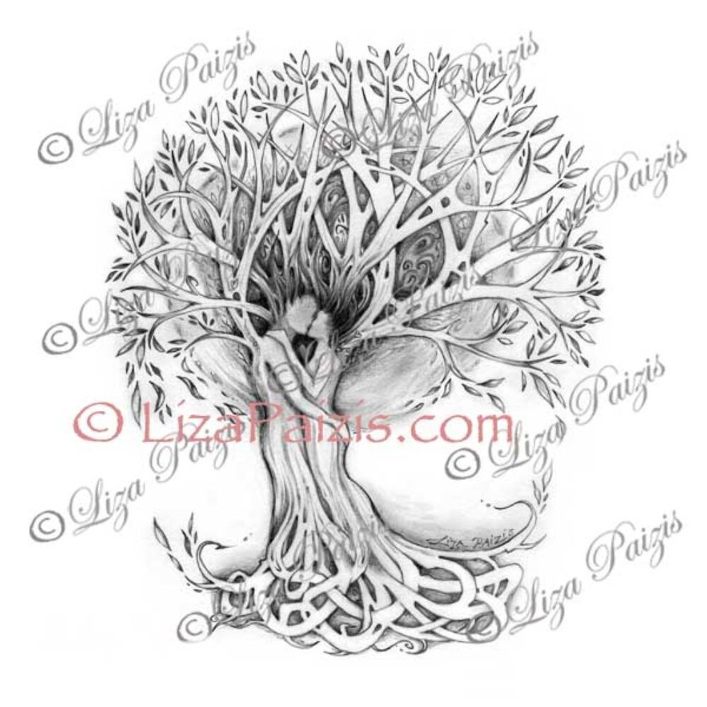 Tree of Love art print of tree lovers romantic art picture of two lovers